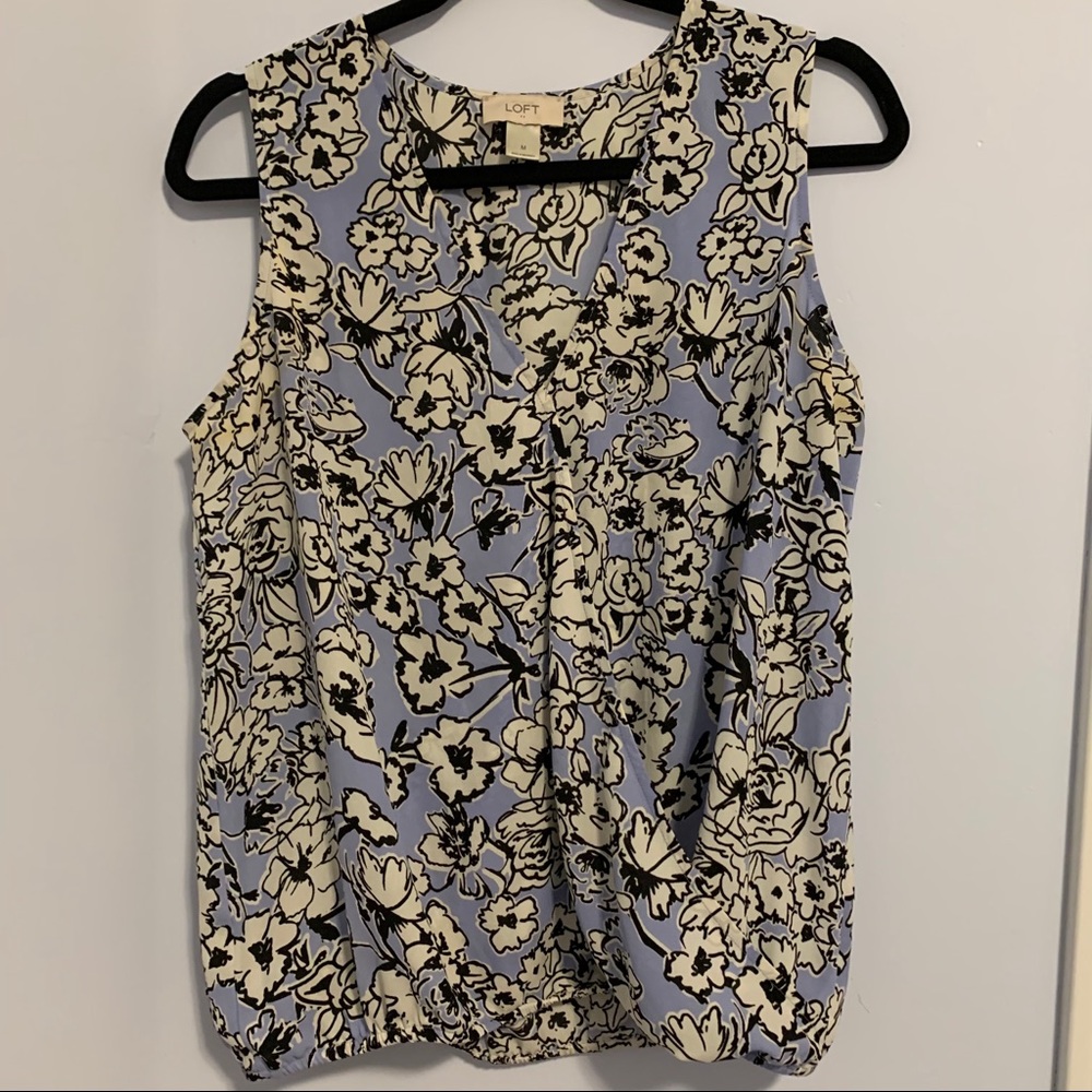 3/$20  Loft light blue floral v-neck blouse